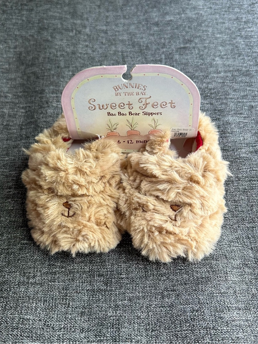 NWT Bunnies By The Bay Sweet Feet Bao Bao Bear Slippers 2011 Baby 6-12M